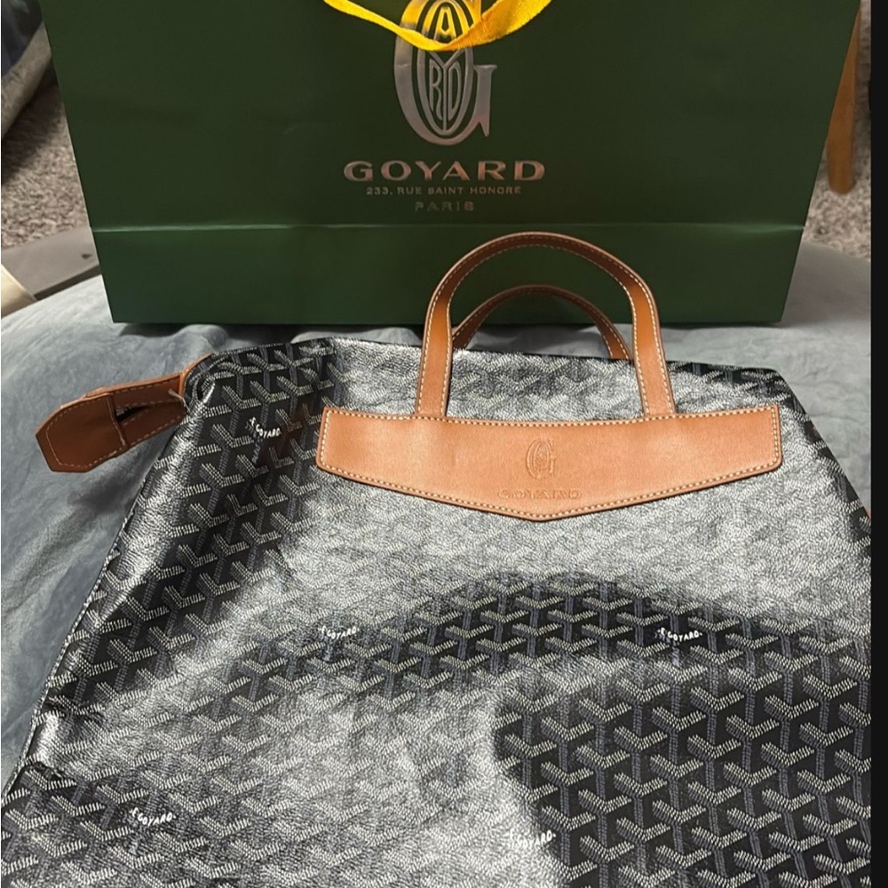 Goyard Black and Tan Briefcase with Iconic Design